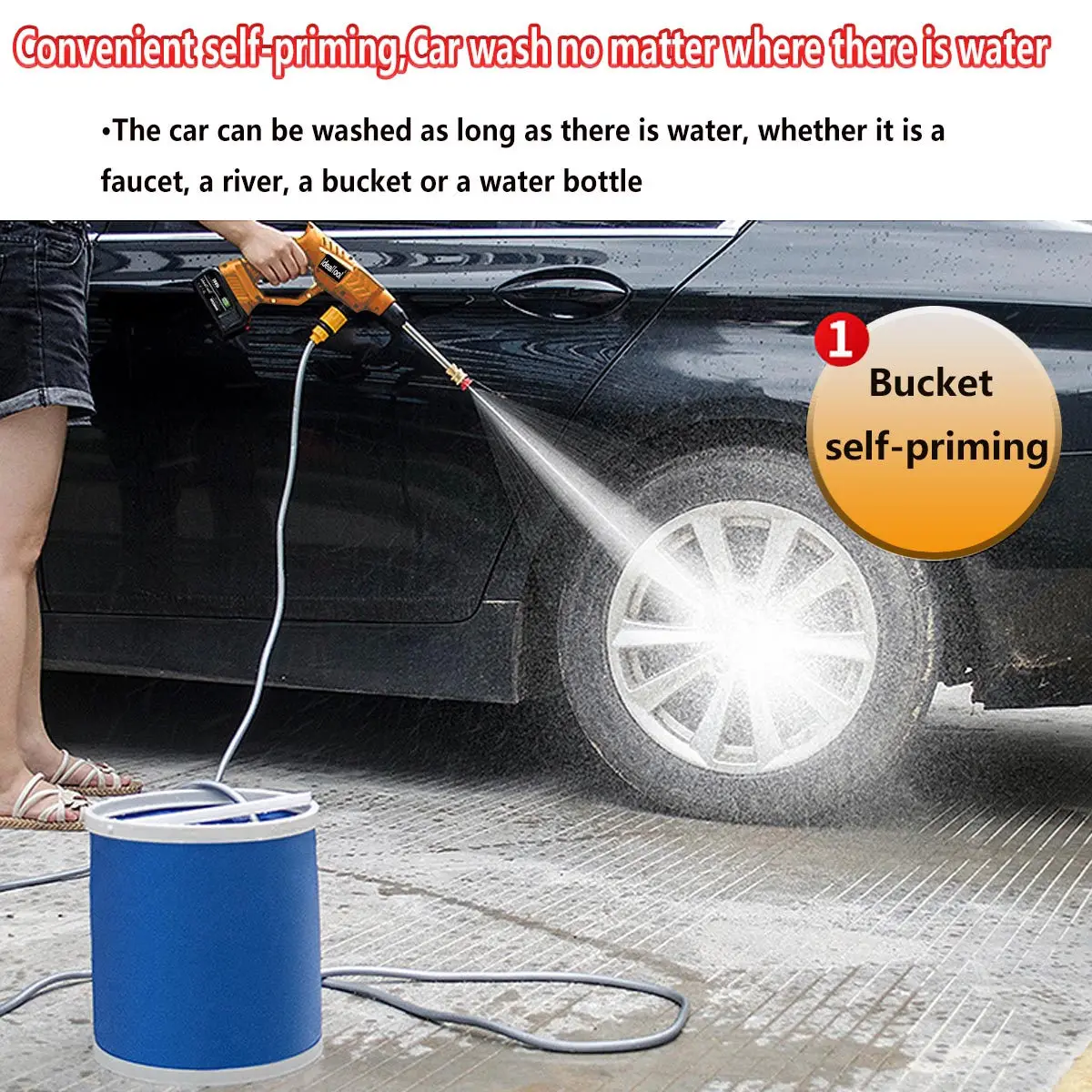 Цена Беспроводной пистолет для мойки автомобиля с европейской вилкой, портативный водяной пистолет для автомобиля, перезаряжаемый литиевый акк...