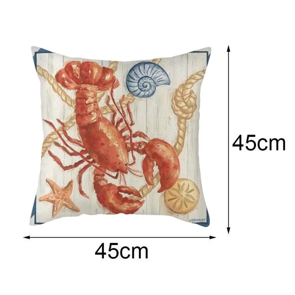 

Pillowcase Sofa Cushion Cover Decoration Linen Pillow Case Decorative Pillow Marine Pattern Sofa Throw Pillow Cover 45*45cm