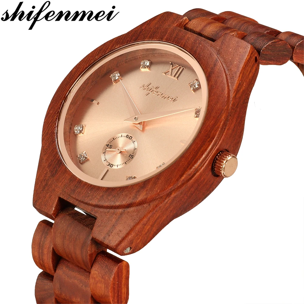 S5518-1 Shifenmei женские часы деревянные оригинальные женские erkek kol saa Мужские кварцевые часы модные наручные часы Montre Relogio Feminino - Цвет: S5518-1