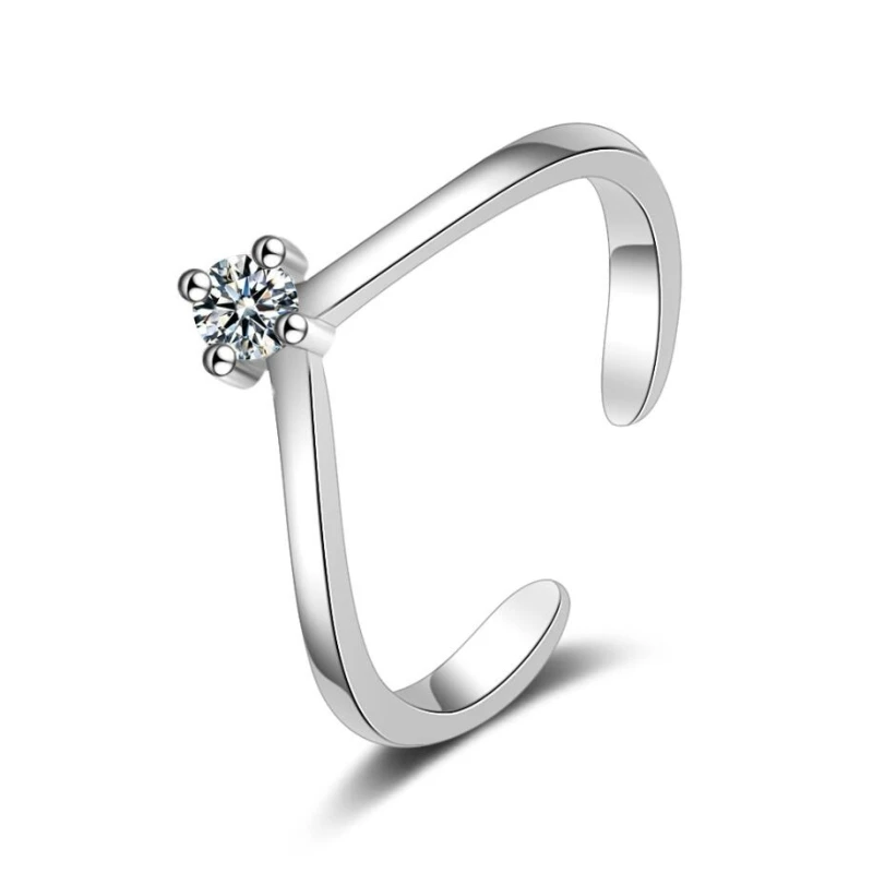 

Korean V-shaped Simple 925 Sterling Silver Temperament Personality Fashion Female Resizable Opening Rings SRI211