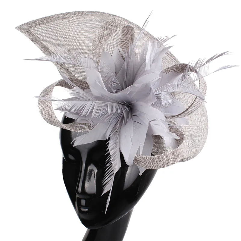 

Dark Purple Sinamay Fascinator Mesh Hats Women Elegant Party Dinner Headwear Bride Elegant Ladies Hair Accessories Cocktail Hats