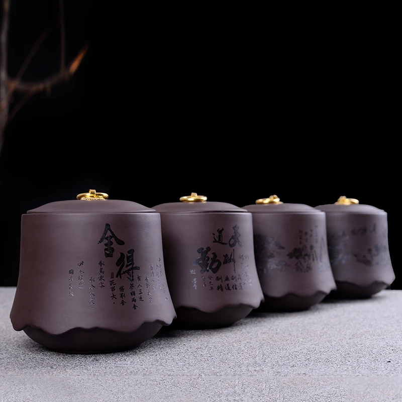 Yixing фиолетовая глиняная чайная банка ручная роспись печать для Хранения Caddy Canister