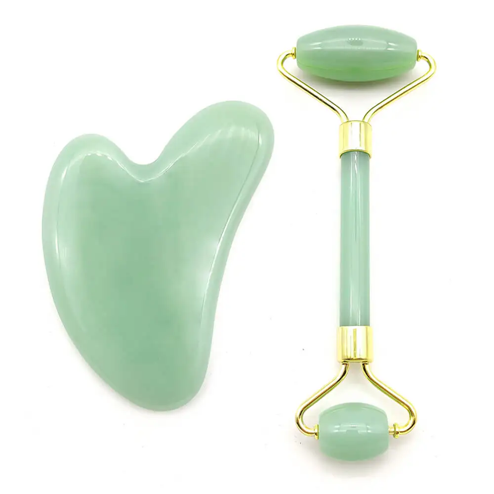 Facial Massage Roller Double Heads Jade Stone Gua Sha Tools face Lift Body Relaxation Slimming Beauty Health Skin Care set|Устройство