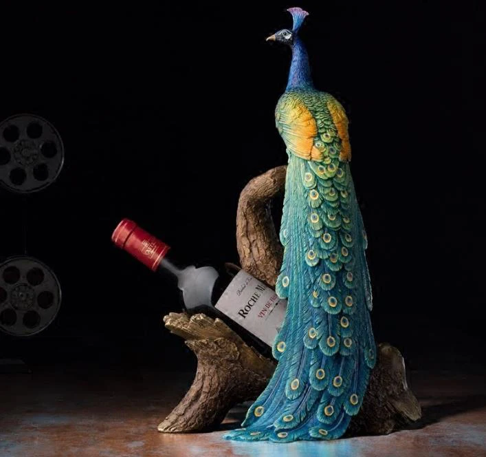 43 см Китай художественная декорация Чистая латунь окрашенная птица стойка для