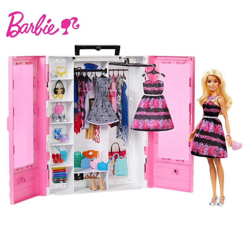 

Original Barbie Brand Dream Wardrobe Set Ultimate Closet Doll Beautiful Skirt Accessories Dress up Kids Toy Birthday Gift DPP72