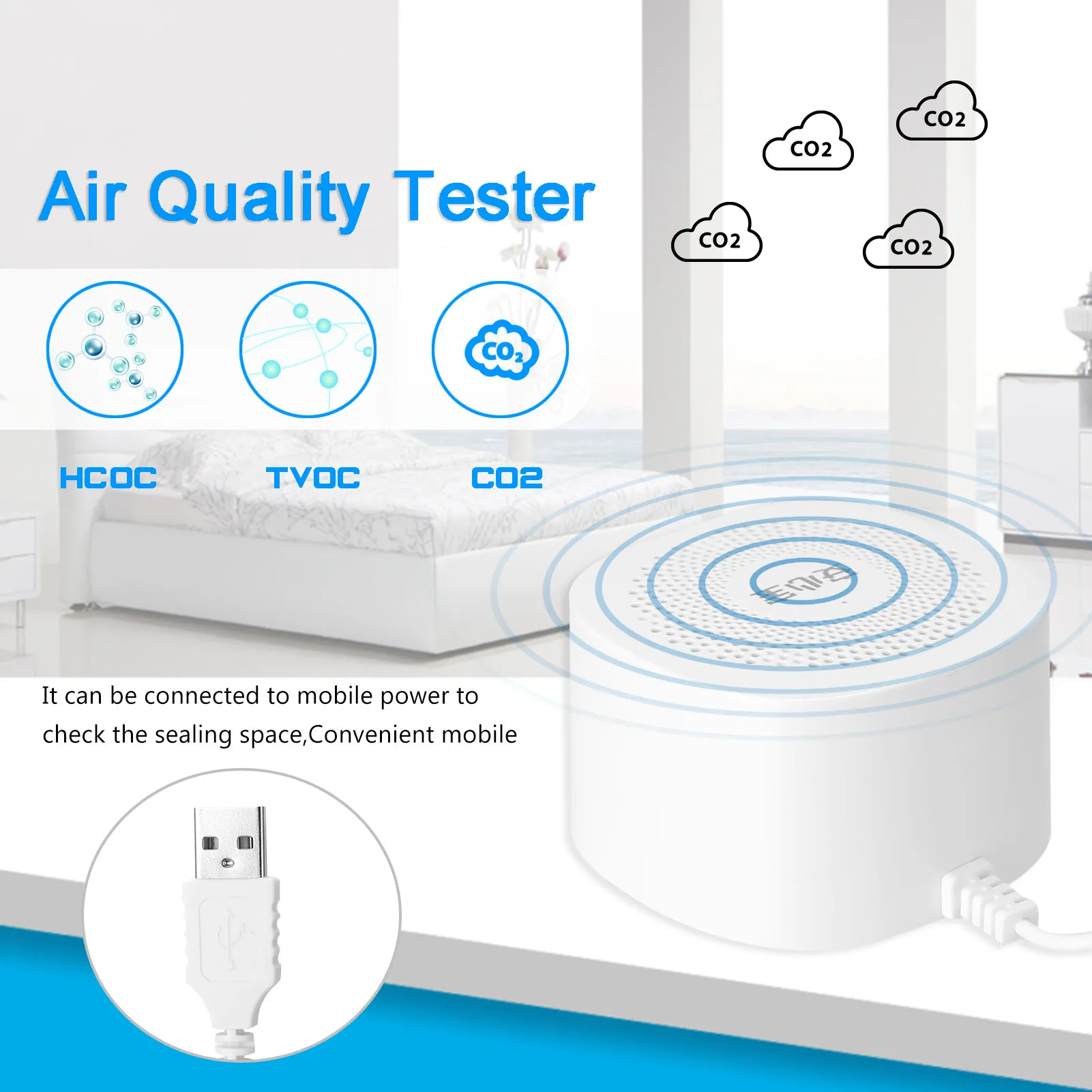 

Carbon Dioxide CO2 Detector Air Quality Tester Formaldehyde Detector High Sensitive Poisoning Detector Indoor Formaldehyde Test