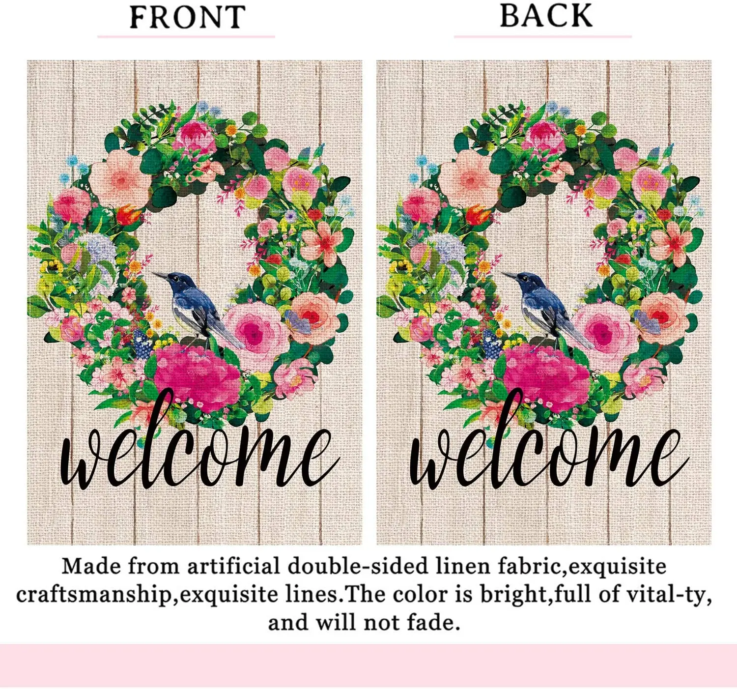 Венок с цветами двусторонний для украшения сада в деревенском стиле | Дом и сад