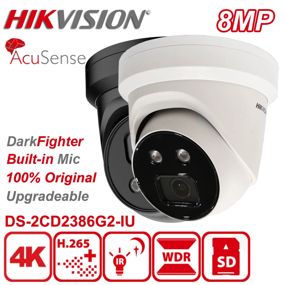

Original Hikvision DS-2CD2386G2-IU DarkFighter 8MP 4K POE WDR IR Built-in Mic Audio AcuSense Network Turret IP Camera