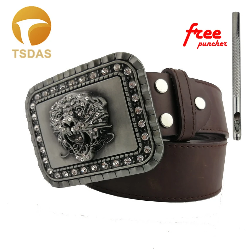Cowboys металлические пряжки для ремня с бриллиантовой головой льва роскошные