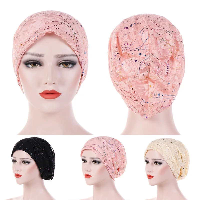 Тонкие кружевные летние мусульманский тюрбан шляпы Твердые хлопковые шапочки под хиджаб элегантные