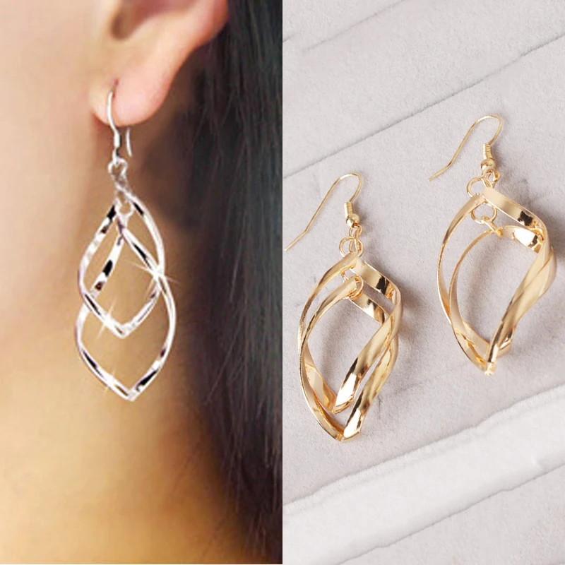 Женские серьги-подвески в стиле панк с крученой спиральной формой модные