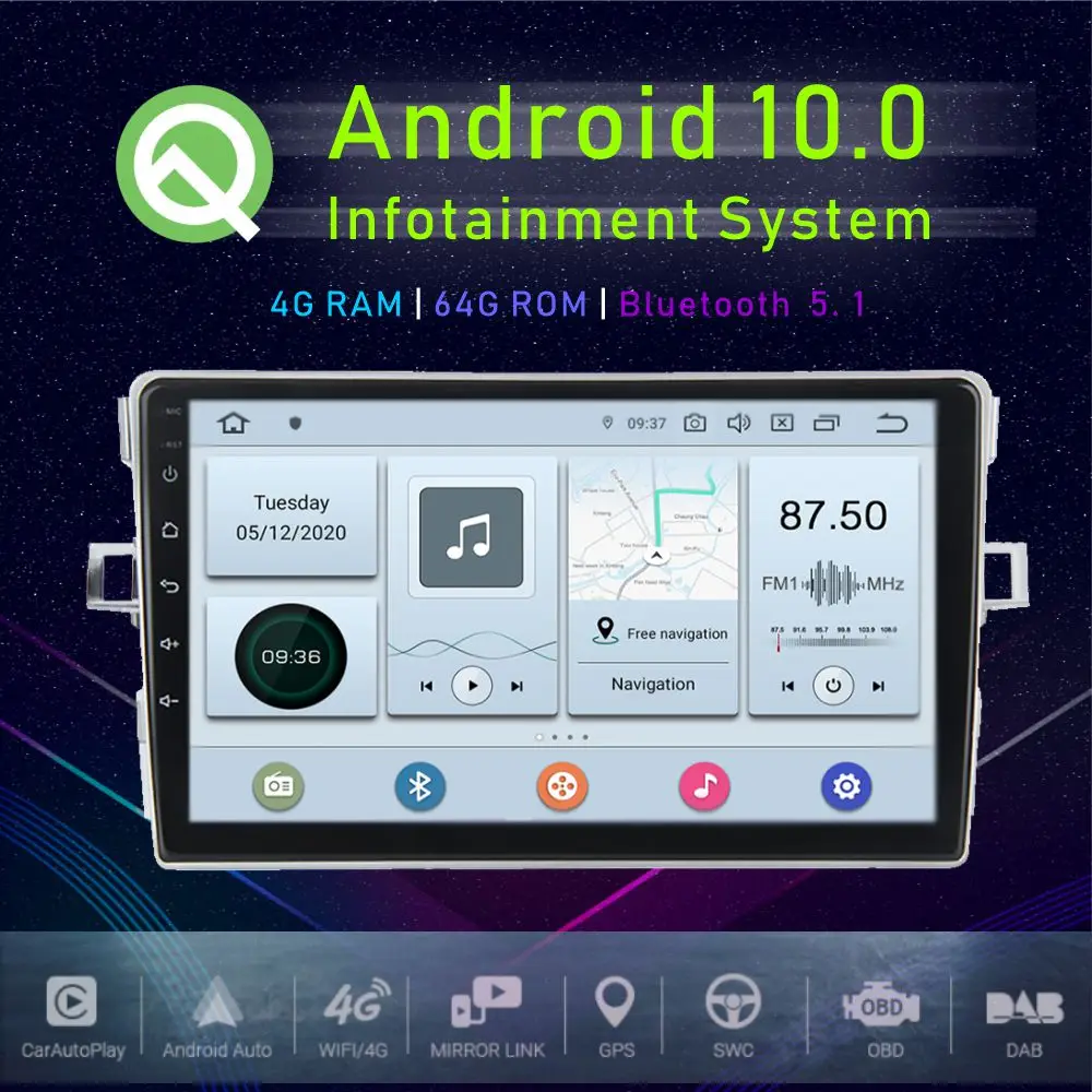 

JSTMAX 9 "Android 10,0 Автомобильный GPS плеер для Toyota Verso EZ 2007 2008 2009 2010 2012 2013 2014 2015 Авто Стерео мультимедийный плеер