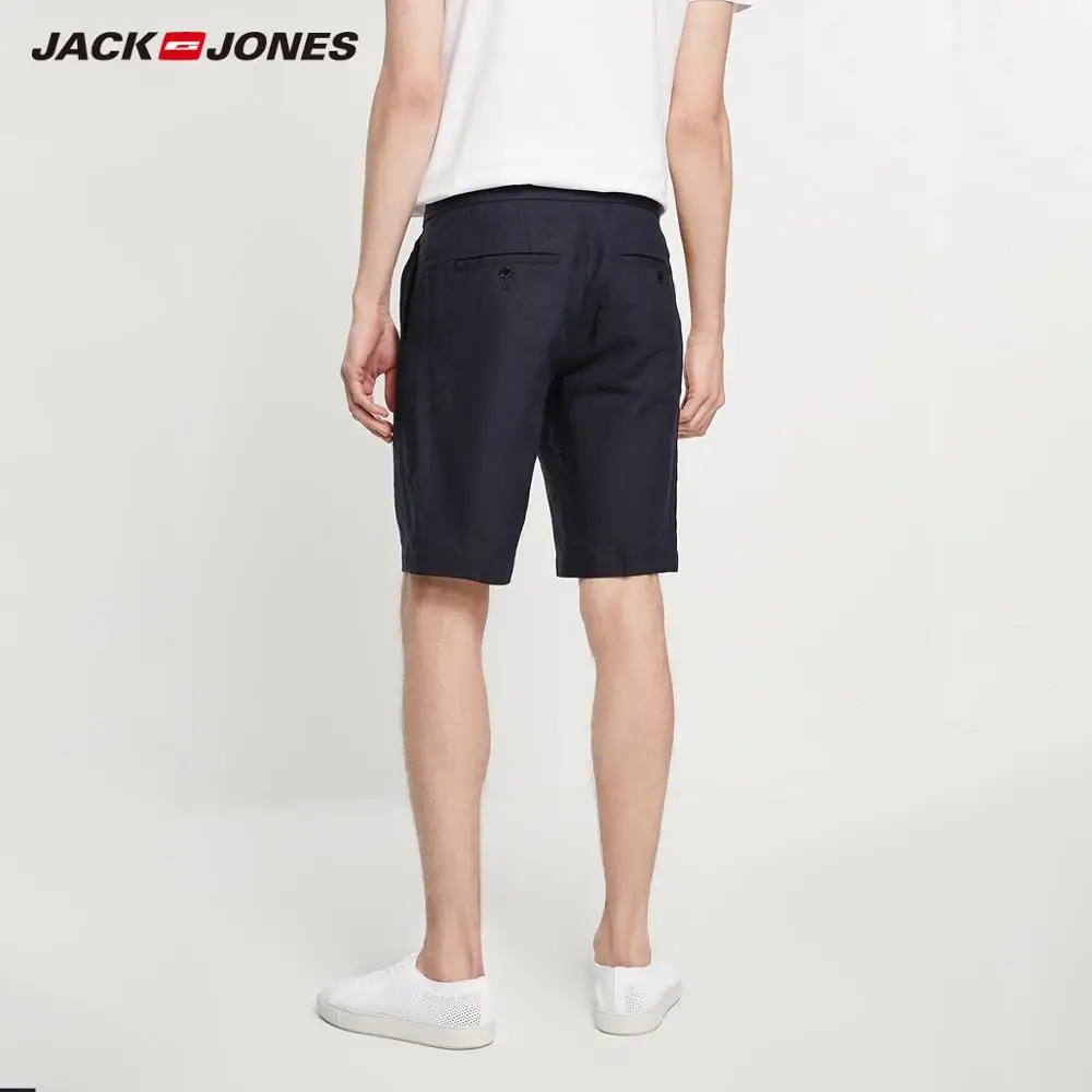 Мужские повседневные дышащие льняные шорты JackJones чистого цвета | 219215528 Мужская