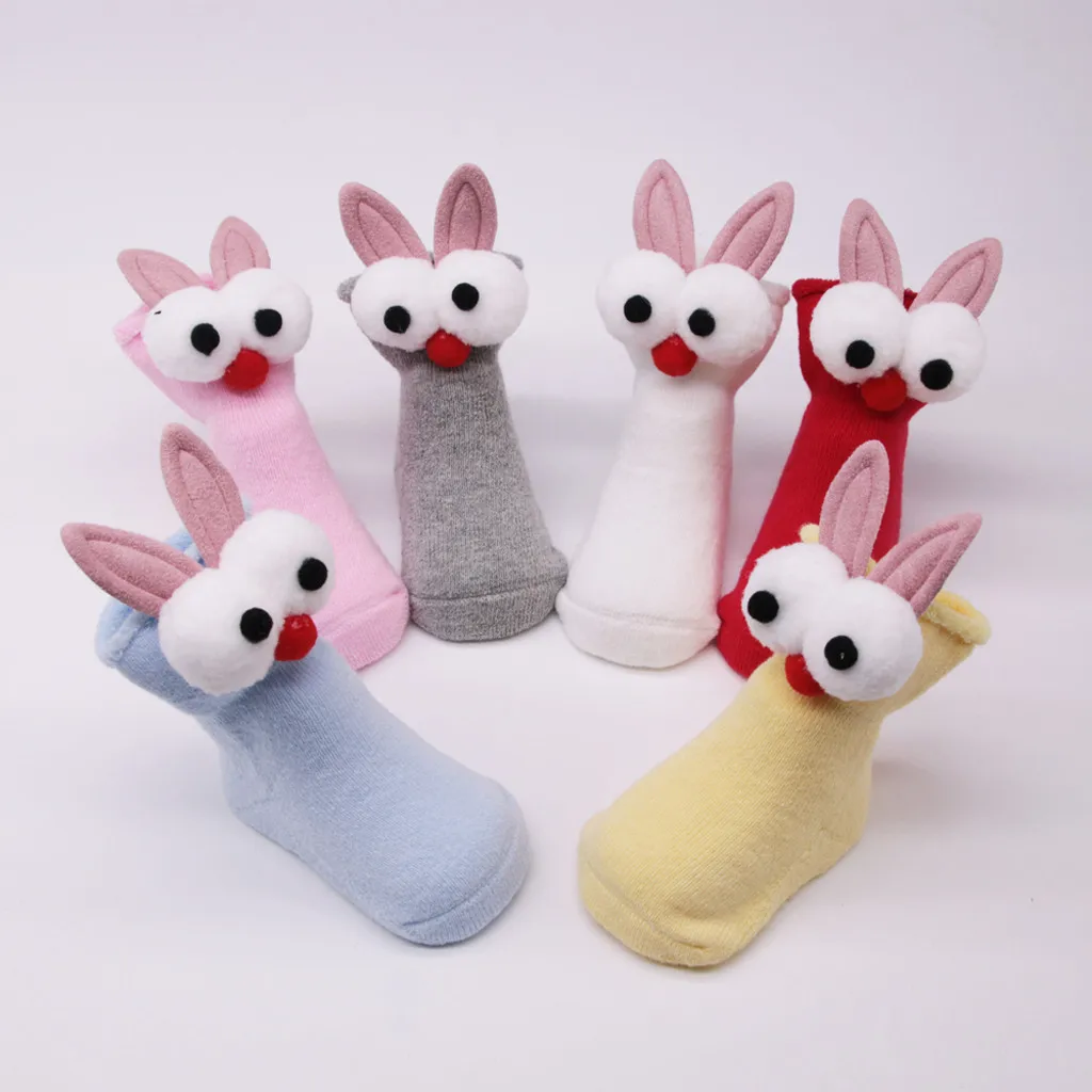 Хлопковые полосатые носки для младенцев с животными Забавные Нескользящие