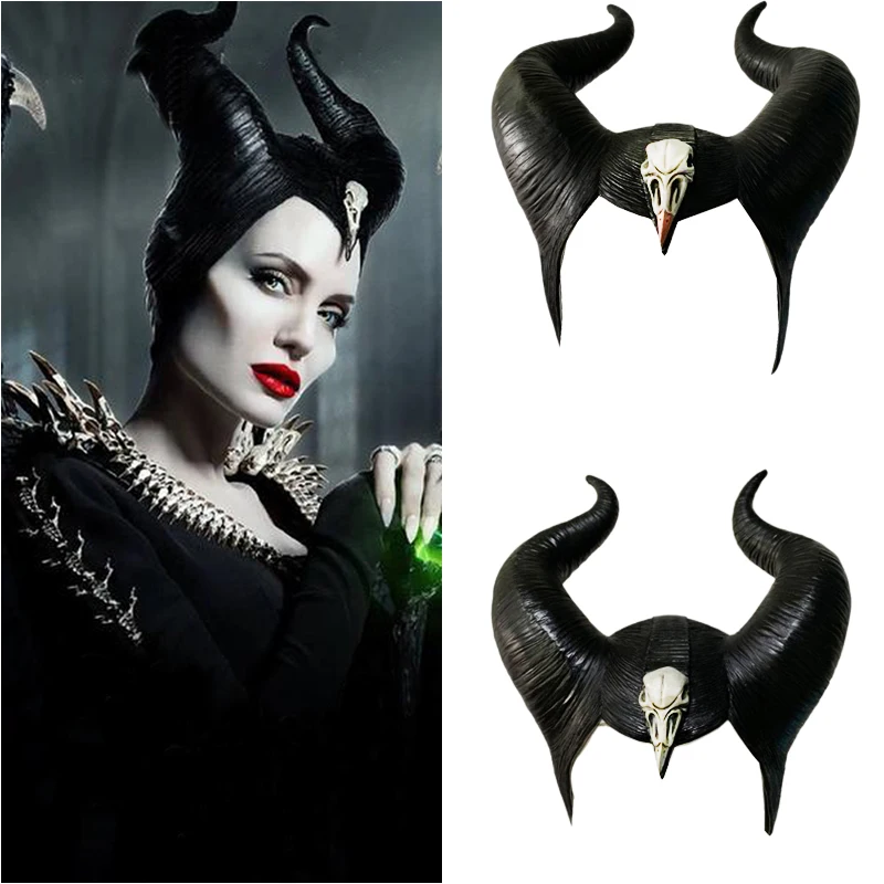 Maleficent головные уборы косплей маска черный латексный головной убор костюм