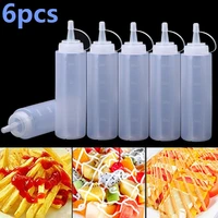 6pcs 240ml plastic 8oz squeeze bottle condiment dispenser mustard sauce ketchup for sauceoilvinegar kitchen tools gadgets