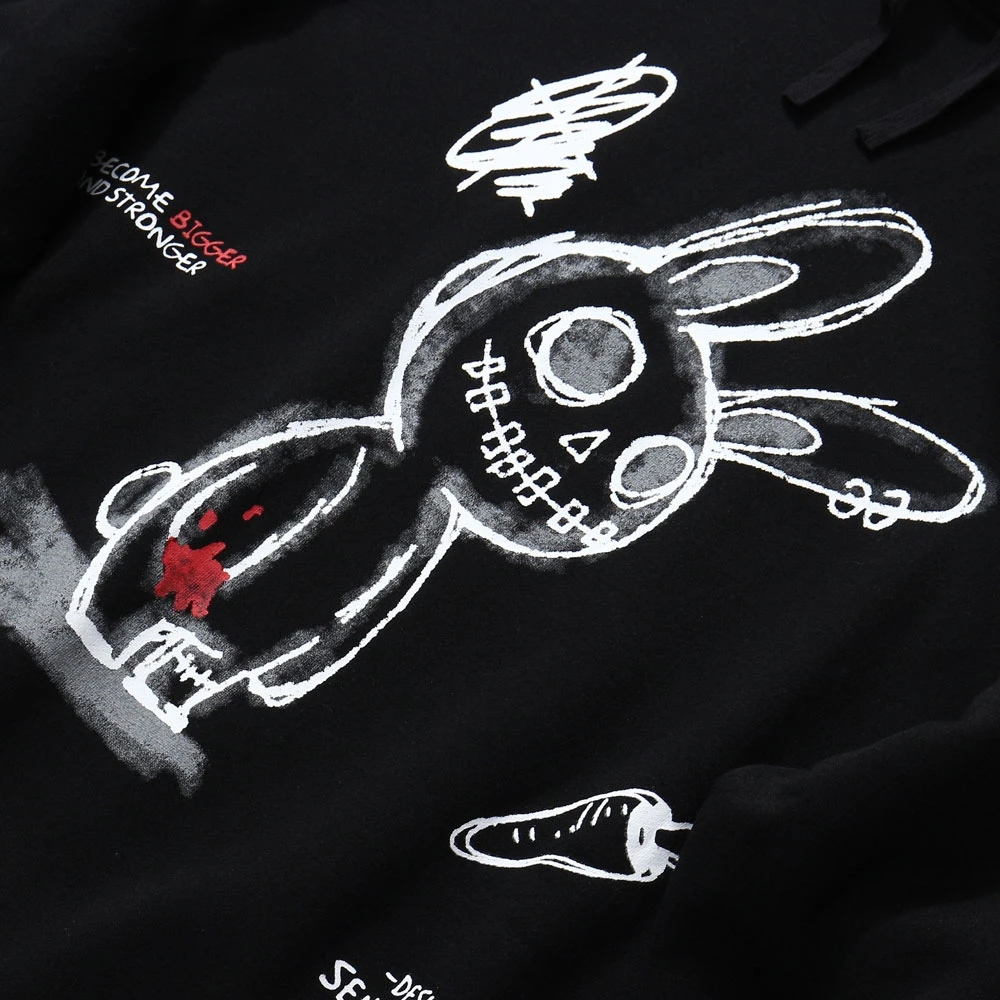 

Carrot Smiling Rabbit Print Sweatshirts Streetwear Women Men Hooded Hoodies Hip Hop Harajuku Casual Fashion Fleece Pullover Coat