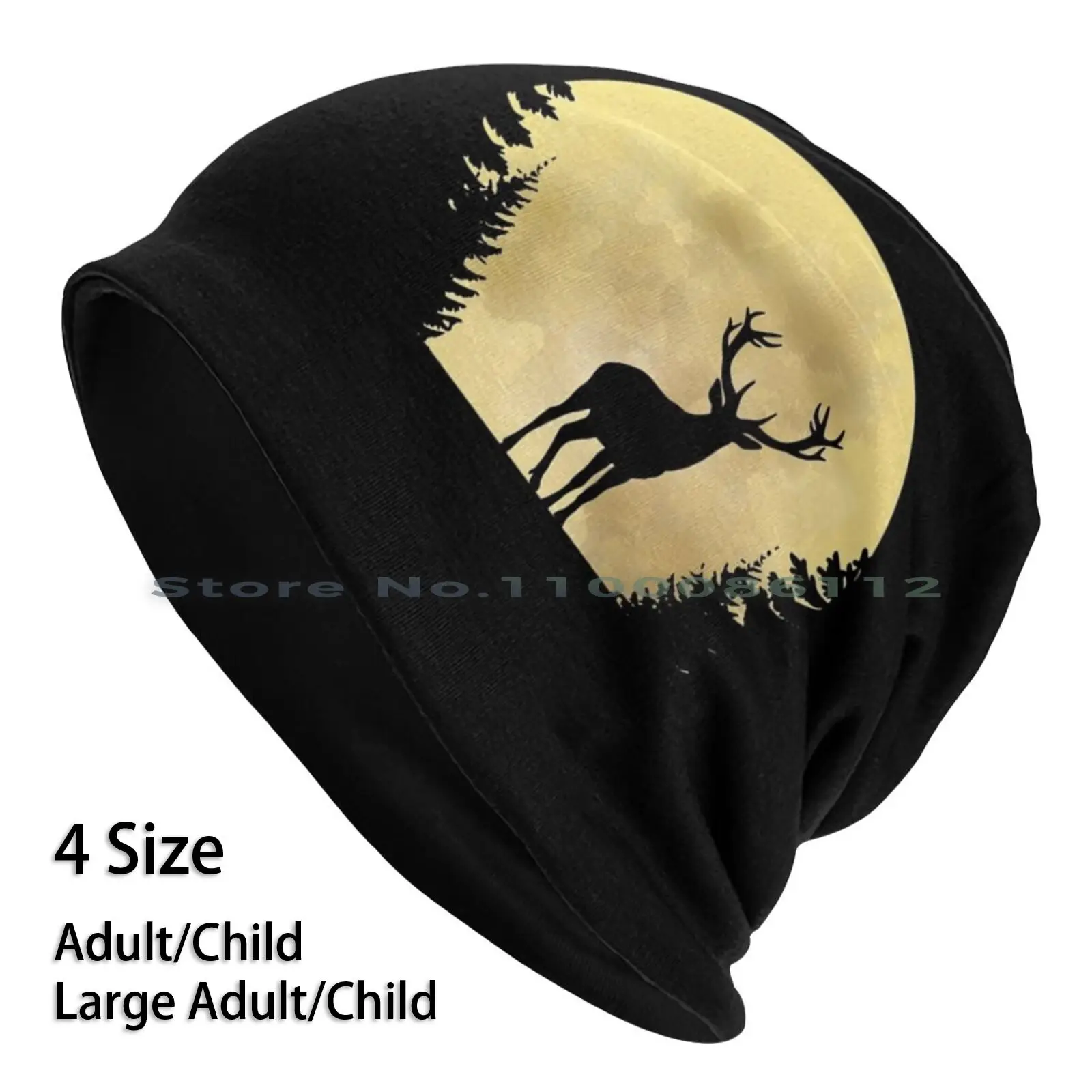 

Deer And Moon Nature Lovers Hunting Beanies Knit Hat Hunter Moon Wild Deer Antler Deer Hunt Nature Lover Idea Brimless Knitted