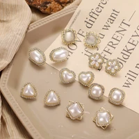 kisswife vintage gold color pearl stud earring for women korean temperament geometric heart crystal irregular pearl earring gift