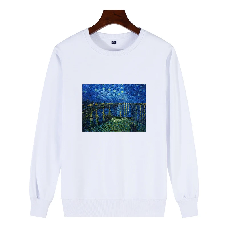 Kpop модные толстовки Van Gogh Art масляная краска Harajuku Michelangelo Ulzzang винтажная Толстовка с длинным рукавом Женская негабаритная Толстовка