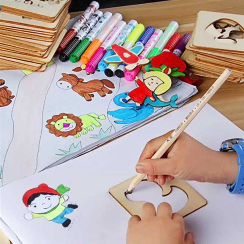 Детский разноцветный трафарет для раннего развития|Книжка-раскраска| |