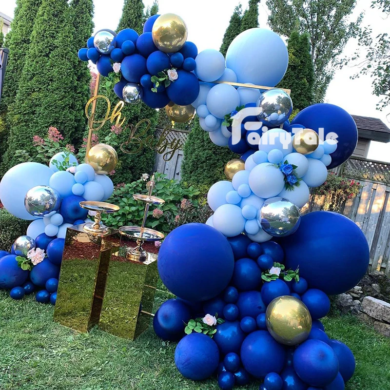 

167pcs Noble Dark Blue Maca Blue Balloons Garlands 4D Silver Gold Balloon Arch For Birthday Baby Shower Anniversary Party Decor