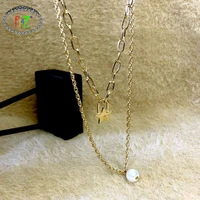 f j4z 2021 pop pendant necklace for women double chain star simulated pearl choker necklace lady statement jewelry