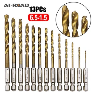 Набор спиральных сверл 13 шт.компл., пильный набор, сверло из быстрорежущей стали с титановым покрытием, деревообрабатывающий инструмент 1,5  6,5 мм для металла, Лидер продаж