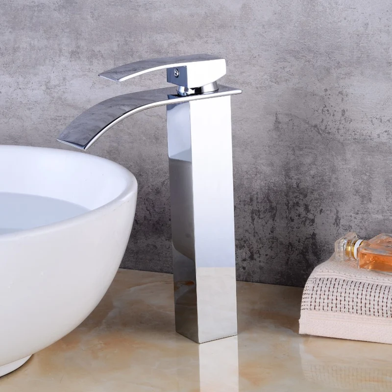 Хромированный водопад кран Однорычажный Смеситель Для Ванная комната для