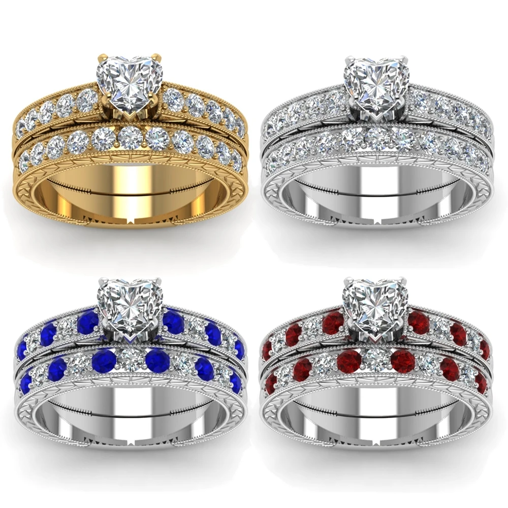 Комплект женских колец с подвеской из циркона|Кольца| |