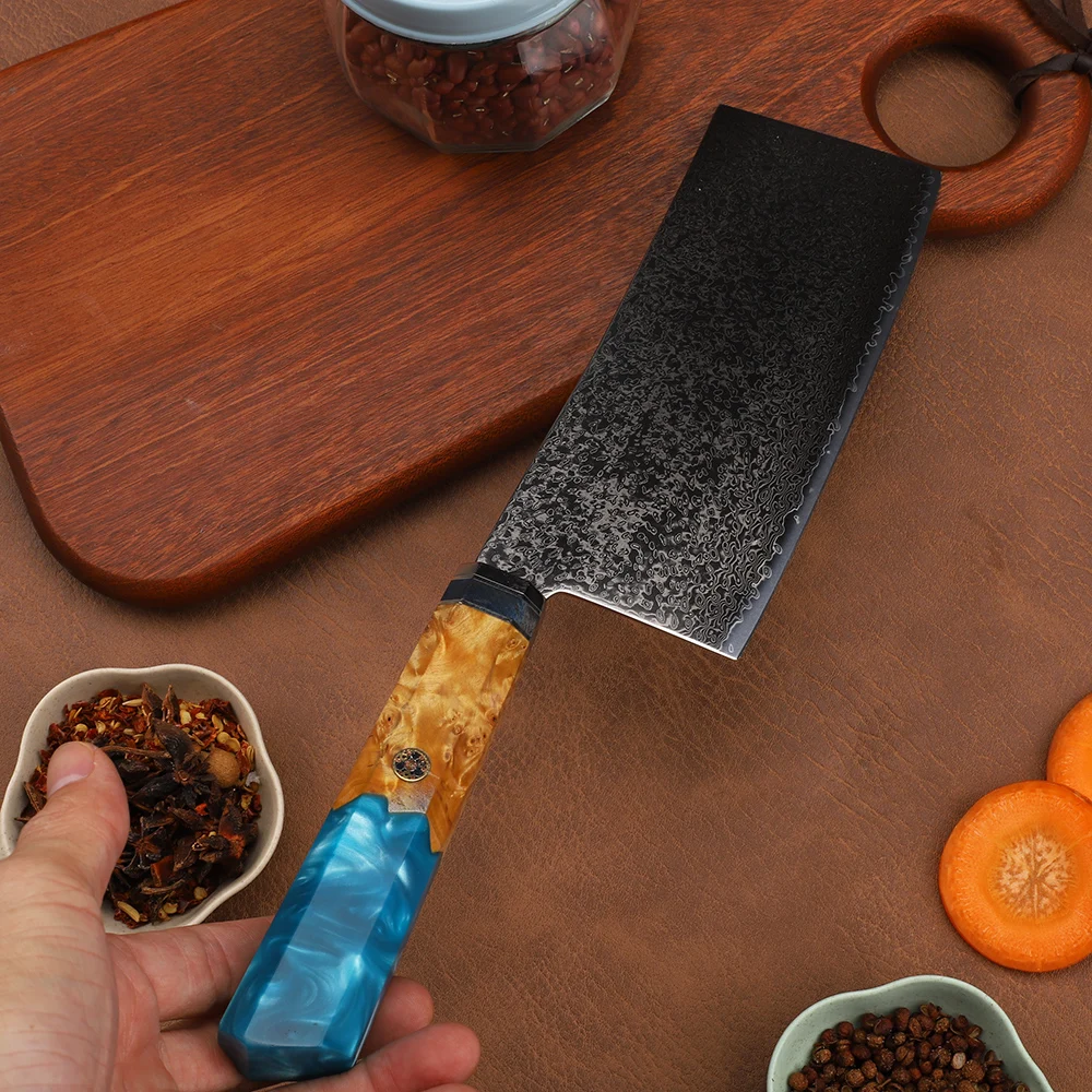 Нож кухонный из дамасской стали VG10 6 5 дюйма с ручкой смолы