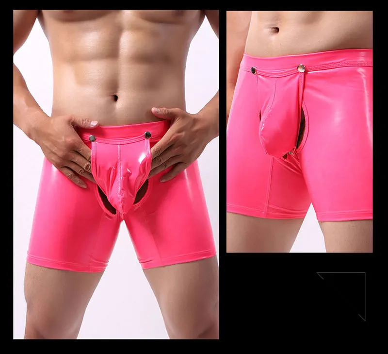 Sexy Men Plus Size Erotic Jockstrap Bandage Faux Leather Panties Hollow Out Open Crotch Shiny U Convex Pouch Pants Gay Wear F20 |