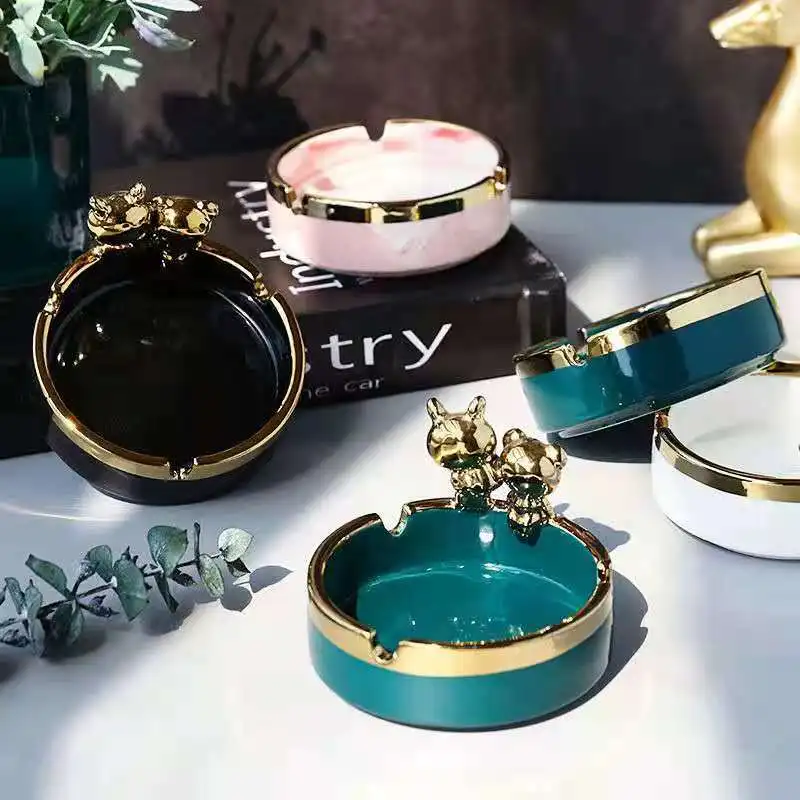 Trace gold ceramic ashtray ins creative light luxury home living room personality trend fashion decoration ornaments | Дом и сад