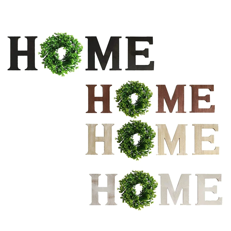 

Hot YO-Wooden Home Sign with Artificial Eucalyptus Wreath,Home Letters for Wall Hanging Decor for Living Room
