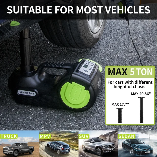 Portable 12V Electric Car Jack Kit 5Ton 4 in 1 Electric Hydraulic Jack Lifting Jack With Impact Wrench Compressor LED Light 3