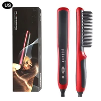 multifunctional hair straightener brush electric beard curler ceramic comb hair straightener electric staightener brush