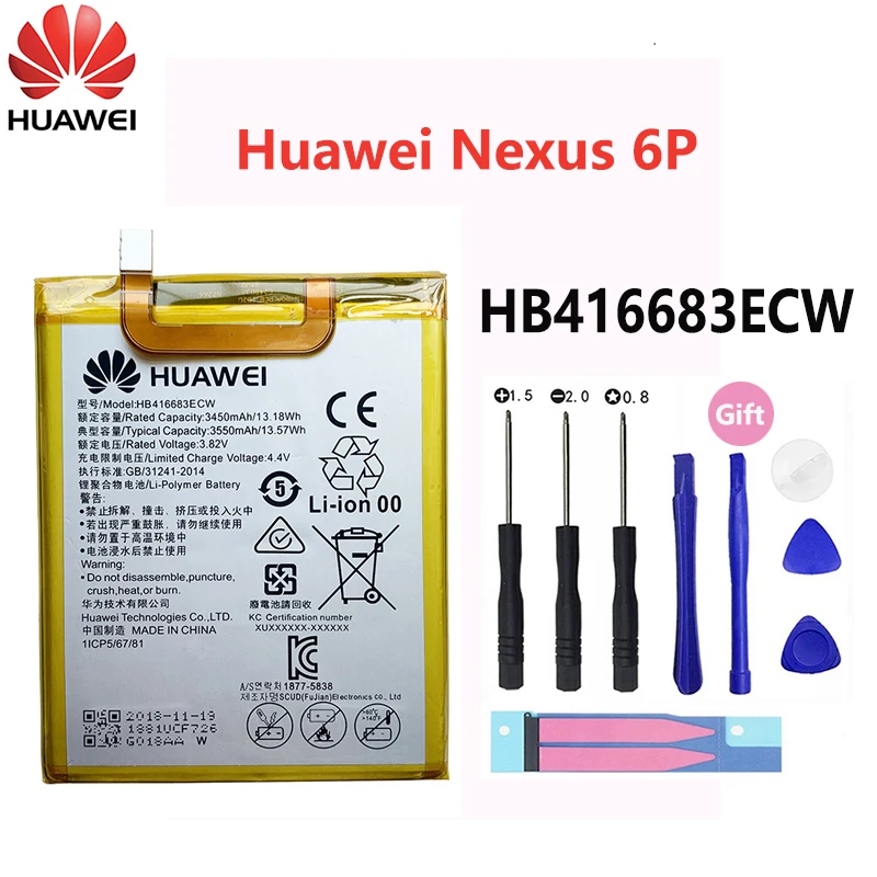 100% Оригинальный аккумулятор Hua wei HB416683ECW для Huawei Nexus 6P Nexus6P H1511 H1512 Сменный телефона