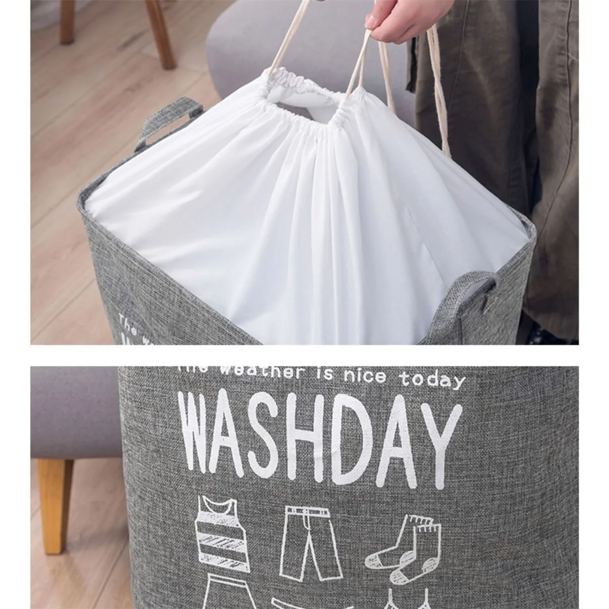 

Foldable Fabric Storage Basket Waterproof Storage Bag Collapsible Laundry Hamper With Handles Dirty Clothes Toy Organizer Bin