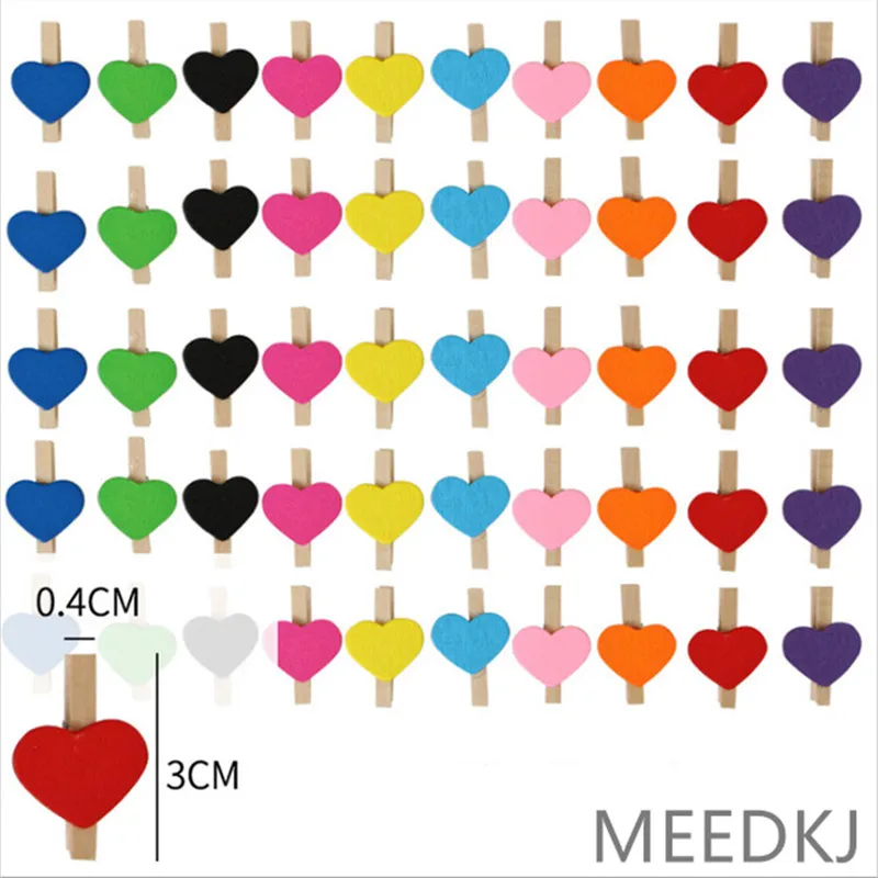 

50PCS mini heart shaped wooden clip handicraft photo paper clothespin family party decorations sewing clip