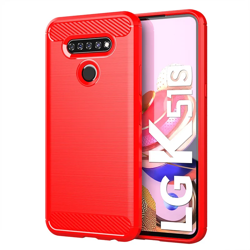 Для LG K51 чехол из углеродного волокна противоударный для телефона защитный