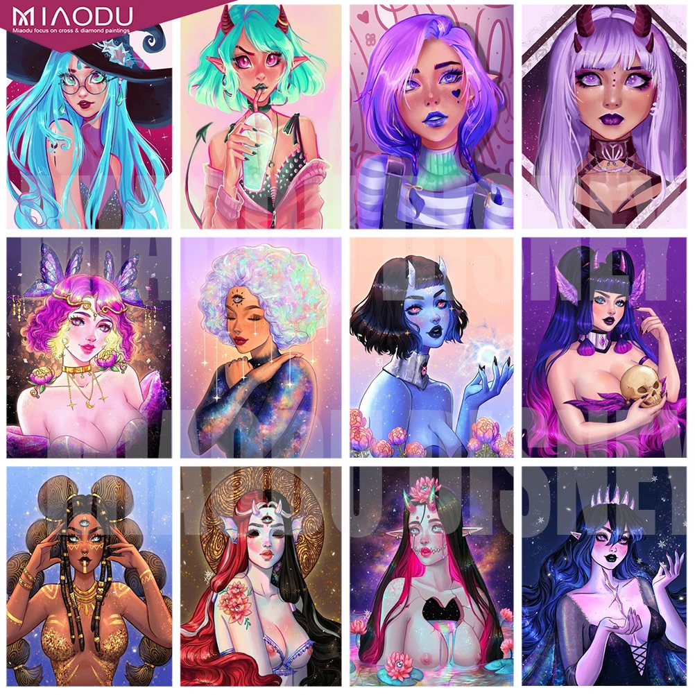 

Abstract Cute Sexy Hell Demon Girl 5D Diamond Painting Cross Stitch Kits Embroidery Handmade Resin Art Mosaic Home Decor Gifts