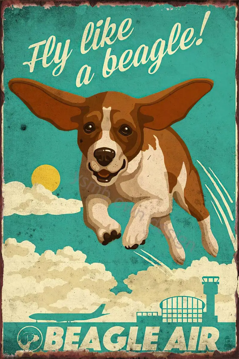 

Винтажный металлический знак Beagle Dog Air в стиле ретро, оловянные таблички, Настенный декор, украшение для комнаты, для дома, клуба, мужской пещ...