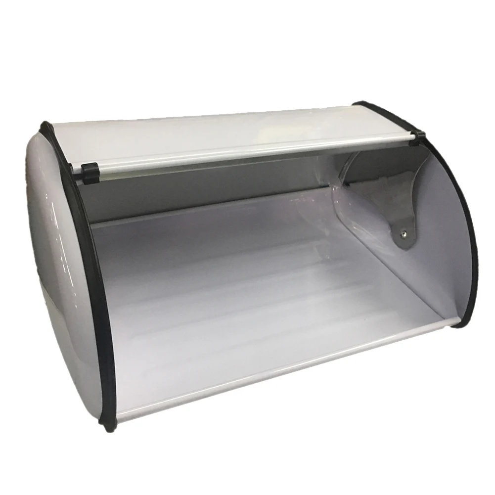 

Roll Top Bread Box Storage Bin Keeper Stainless Steel Food Storage Container Kitchen Pastry Bread Baking Holder Kitchen Supplies
