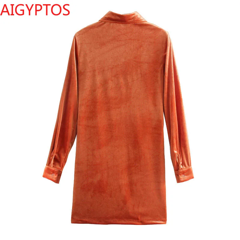 

Women 2021 Chic Fashion Pleated Velvet Mini Dress Vintage Long Sleeve Button-up Female Dresses Vestidos Mujer