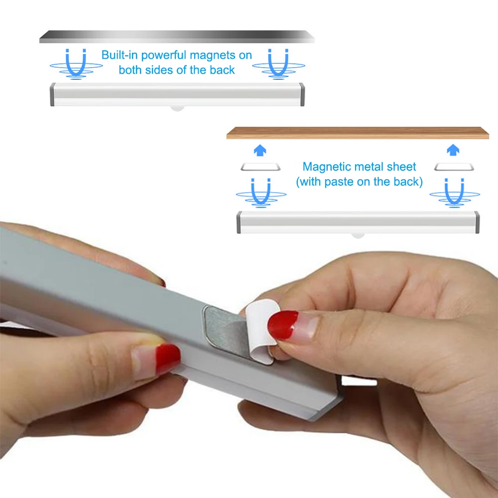 

LEDs Under Cabinet Night Light Motion Sensor Closet Light Kitchen Bedroom Lighting Wall Lamp With Magnetic Strip