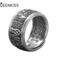 qeenkiss rg6719 fine jewelry wholesale fashion woman man birthday%c2%a0wedding gift retro round fu 925 sterling silver open ring
