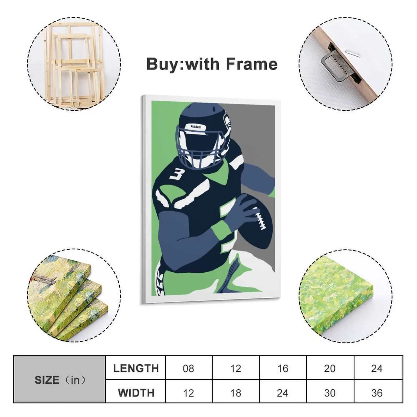 

Decor 3 Russell Wilson Print Painting Canvas Hang A Picture for Living Room Wall Room Posters With Frame Modern Home