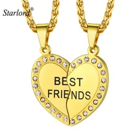 starlord best friends family heart pendant 18k gold platedstainless steel couple link chain necklaces psp4680