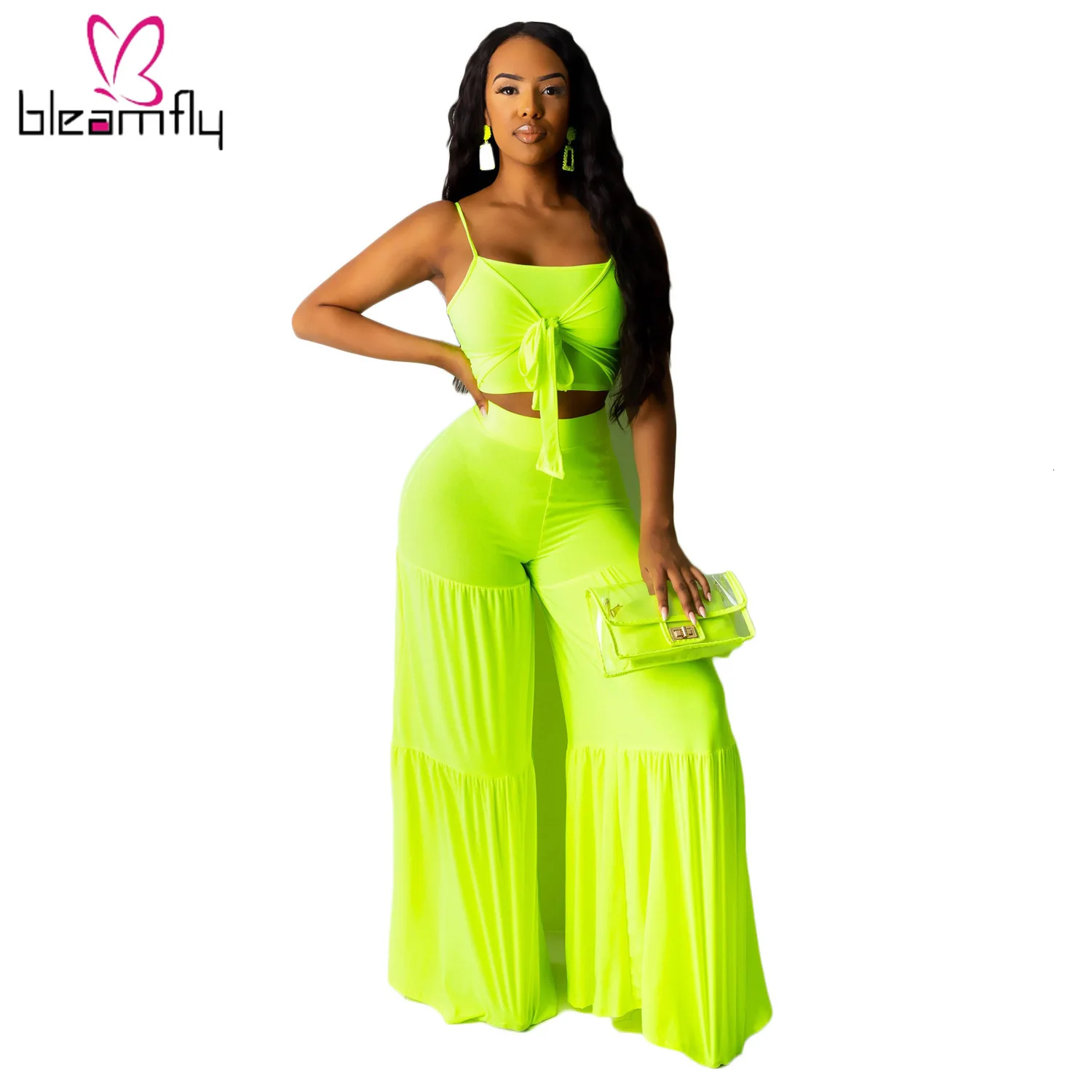 2019 женский топ с v образным вырезом на бретельках свободный расклешенный костюм