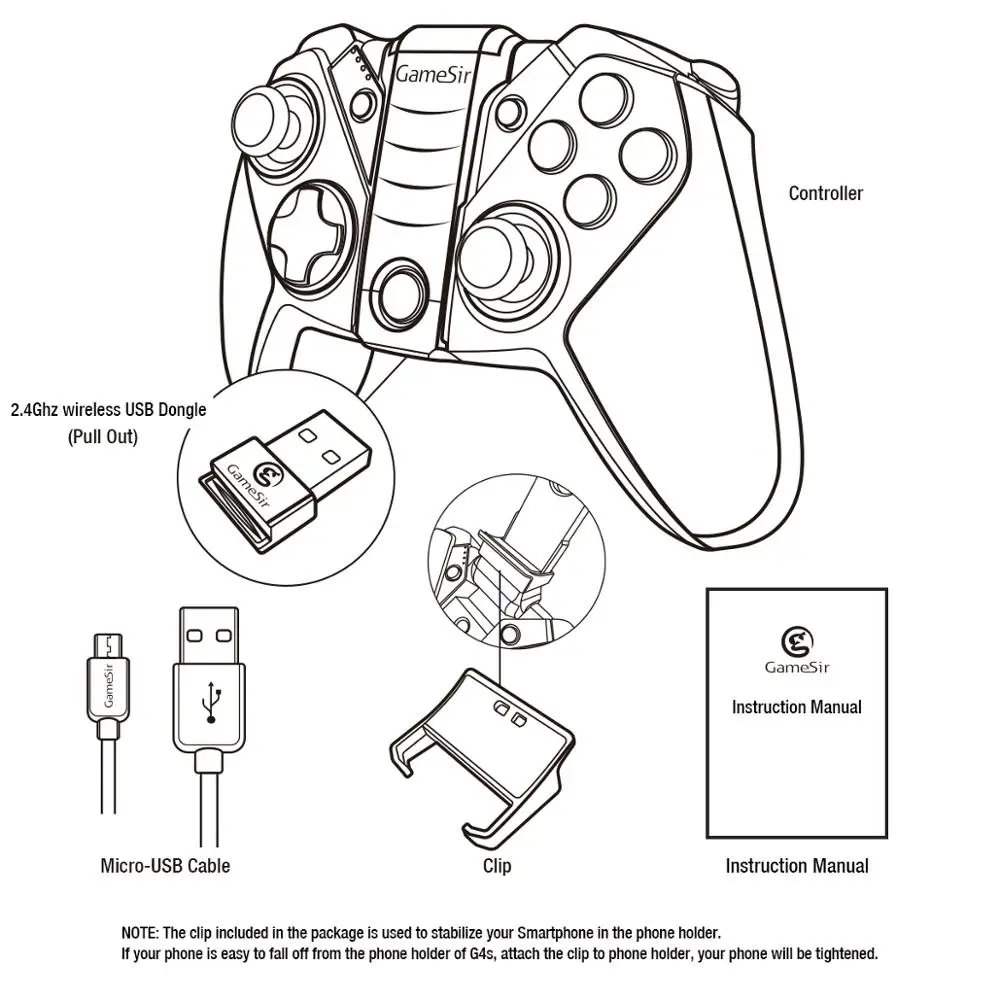 Геймпад GameSir G4s совместимый с Android и iOS имеет Беспроводное управление usb кабелем 2 4